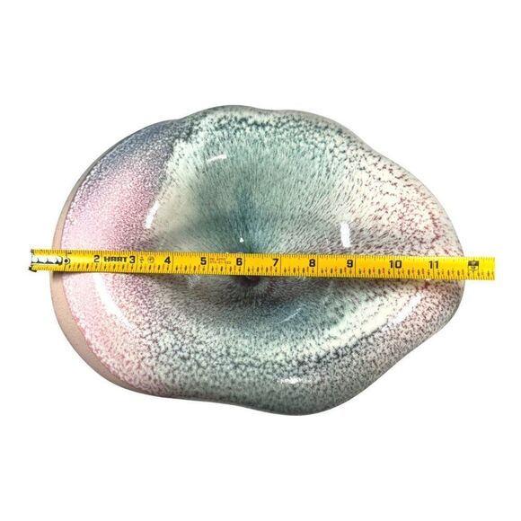 Tony Evans Raku Pottery Large Centerpiece Bowl Vase Signed Biomorphic Pastel - Picture 5 of 7